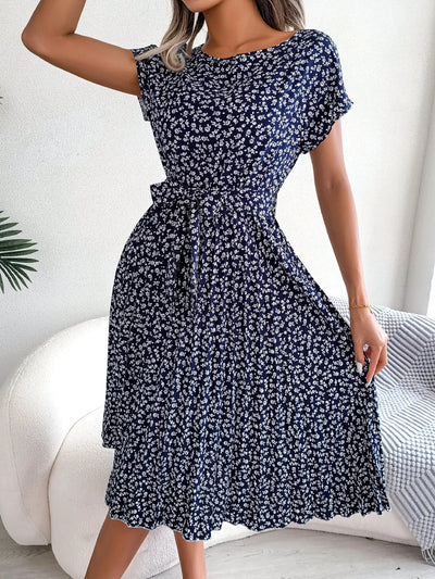 ELISE™ - CHIC FLORAL PLEATED A-LINE DRESS